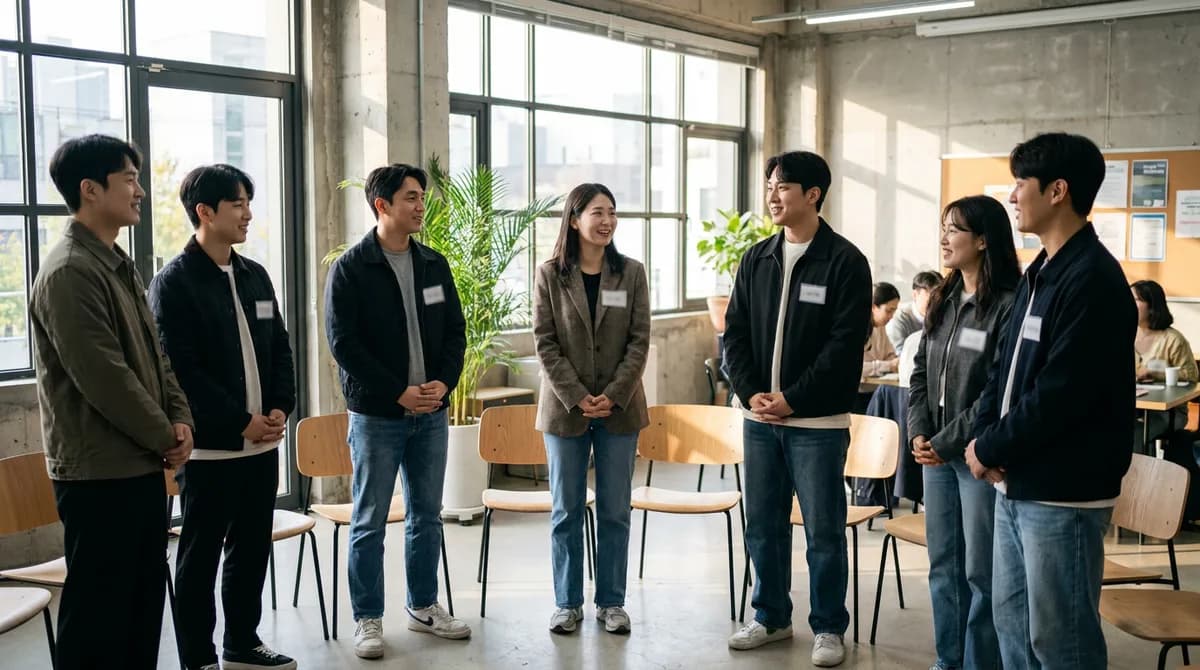평일 저녁 소모임에 모인 참가자들 모습
