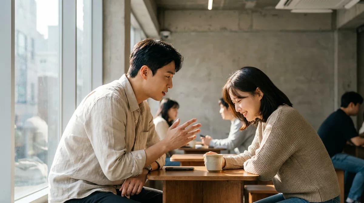 편안한 말투로 대화하는 남성의 모습