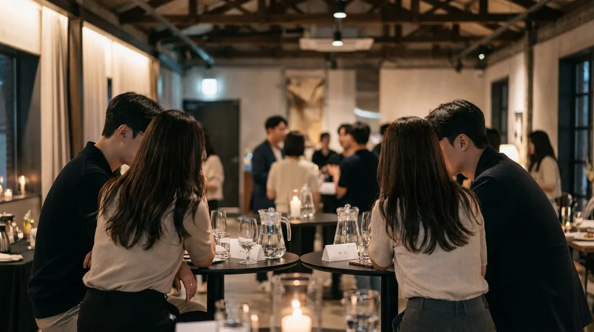 솔로파티 행사장에서 대화 나누는 참가자들 모습