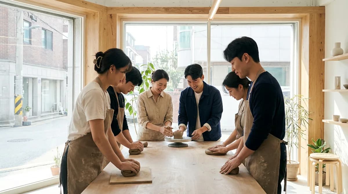 주말 공방에서 함께 작업하는 사람들